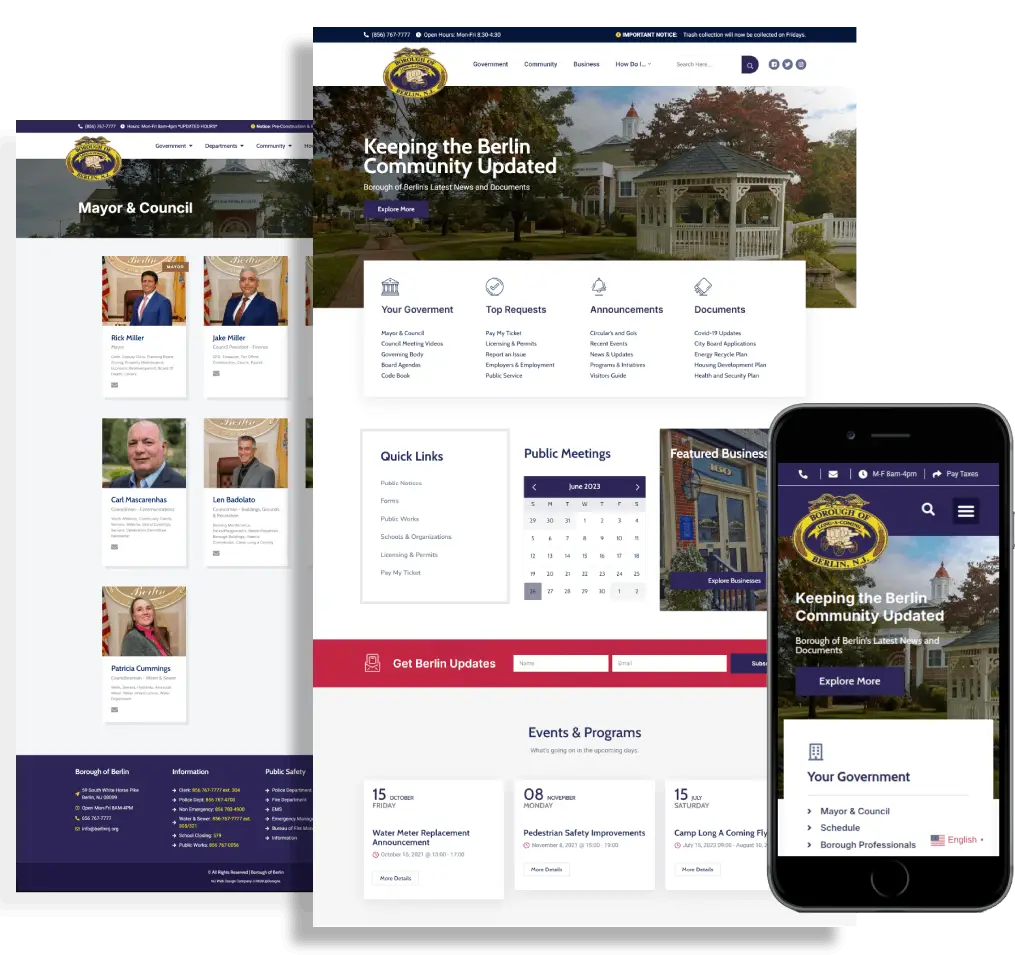 Professional municipal website design for South Jersey towns